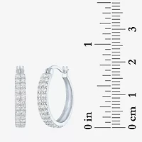 Yes, Please! Womens Lab Created White Sapphire Sterling Silver 18mm Hoop Earrings