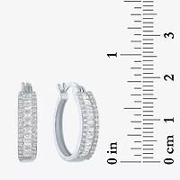 Yes, Please! Womens Lab Created White Sapphire Sterling Silver 19mm Hoop Earrings