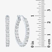 Yes, Please! Womens Lab Created White Sapphire Sterling Silver 22mm Hoop Earrings