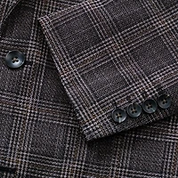 Haggar JMH Tailored Slub Glen Plaid Mens Stretch Fabric Modern Fit Sport Coat