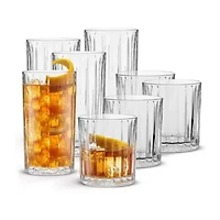 Joyjolt Alina Ribbed 8-pc. Glass Drinkware Set
