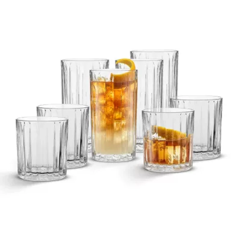 Joyjolt Alina Ribbed 8-pc. Glass Drinkware Set