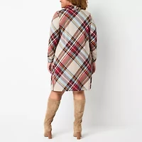 R & K Originals Womens Long Sleeve Plaid Plus Shift Dress