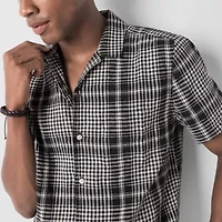 mutual weave Mens Short Sleeve Camp Shirt