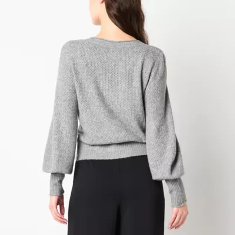 Worthington Womens V Neck Long Sleeve Button Cardigan