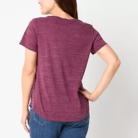 Liz Claiborne Womens Split Crew Neck Short Sleeve T-Shirt