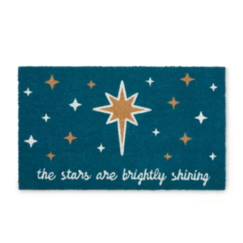 North Pole Trading Co. Stars Indoor Outdoor Rectangular Doormat