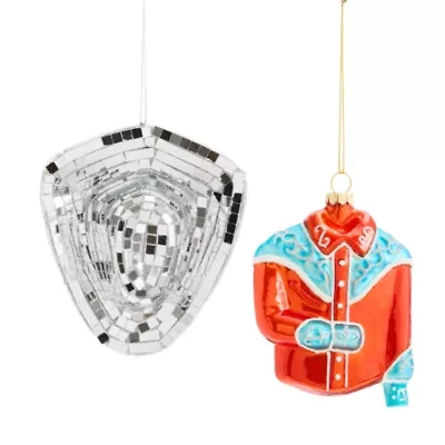 North Pole Trading Co. Disco Cowboy Hat And Shirt Set 2-pc. Christmas Ornament