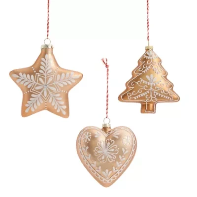 North Pole Trading Co. Gingerbread Star Heart And Tree Set 3-pc. Christmas Ornament