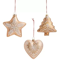 North Pole Trading Co. Gingerbread Star Heart And Tree Set 3-pc. Christmas Ornament
