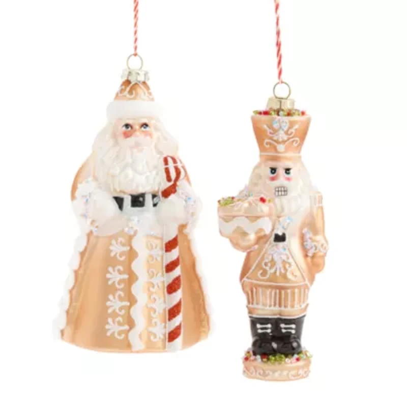 North Pole Trading Co. Gingerbread Santa And Nutcracker Set 2-pc. Christmas Ornament