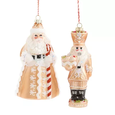 North Pole Trading Co. Gingerbread Santa And Nutcracker Set 2-pc. Christmas Ornament