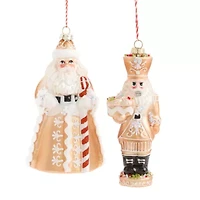 North Pole Trading Co. Gingerbread Santa And Nutcracker Set 2-pc. Christmas Ornament