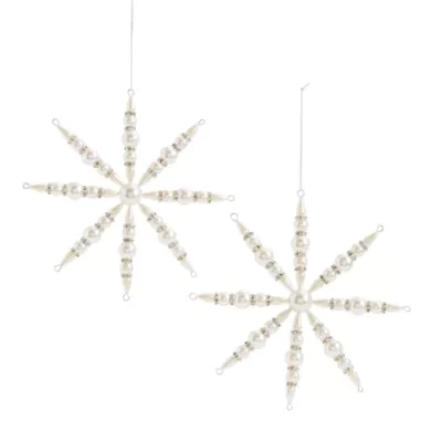 North Pole Trading Co. Pearl Snowflake Christmas Ornament