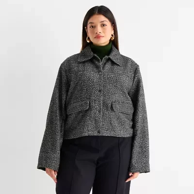 Worthington Womens Plus Midweight Cropped Jacket