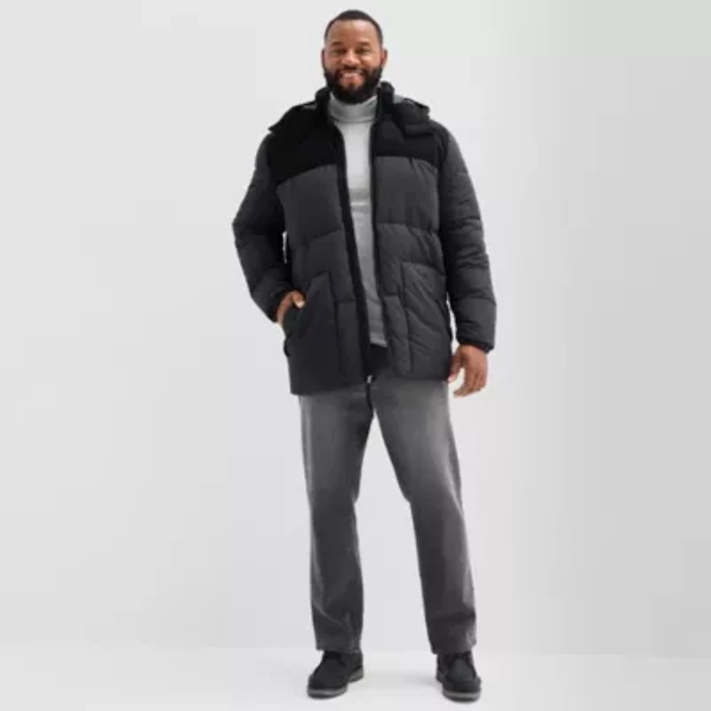 St. John's Bay Mens Hooded Heavyweight Big and Tall Puffer Jacket