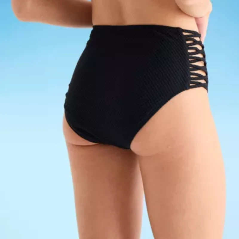 Arizona Womens Lined Juniors High Waist Bikini Swimsuit Bottom