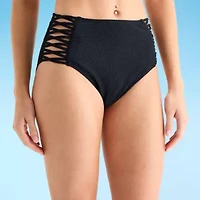Arizona Womens Lined Juniors High Waist Bikini Swimsuit Bottom