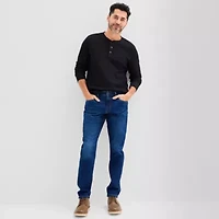St. John's Bay Dexterity Mens Easy-on + Easy-off Sensory Friendly Henley Neck Long Sleeve Adaptive Classic Fit Thermal Top