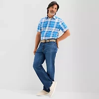 St. John's Bay Linen Blend Mens Short Sleeve Classic Fit Button-Down Shirt
