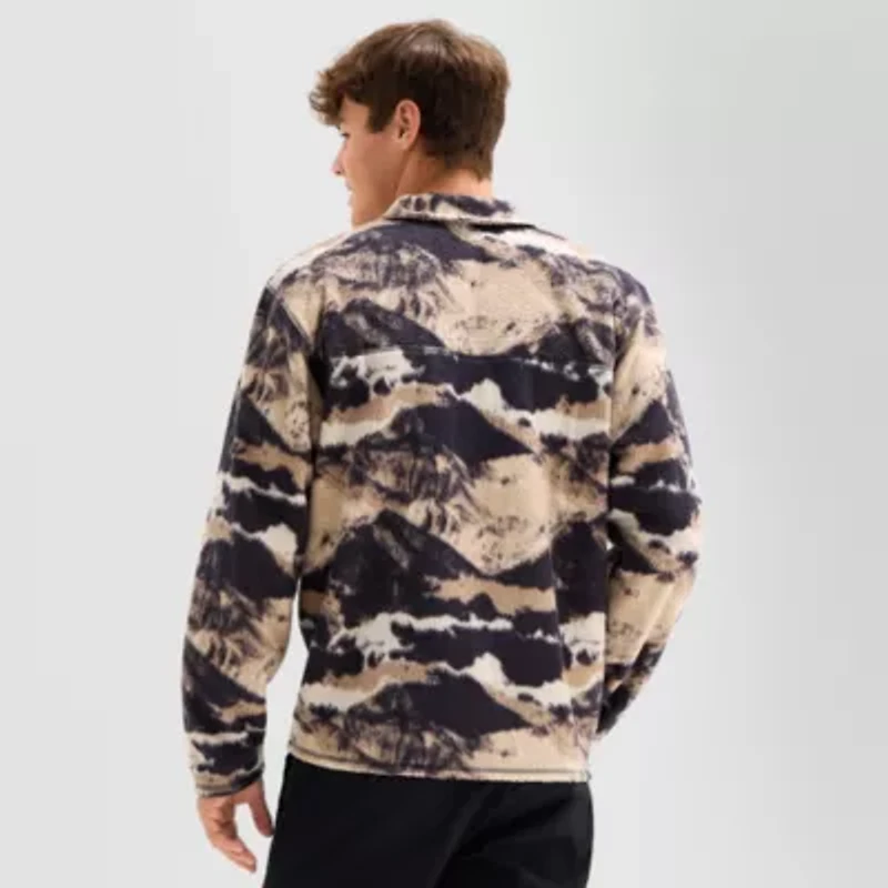 Arizona Mens Mock Neck Long Sleeve Quarter-Zip Pullover