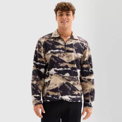 Arizona Mens Mock Neck Long Sleeve Quarter-Zip Pullover