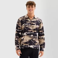 Arizona Mens Mock Neck Long Sleeve Quarter-Zip Pullover