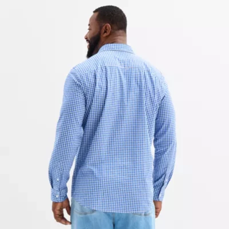 St. John's Bay Everyday Stretch Mens Long Sleeve Classic Fit Big and Tall Button-Down Shirt