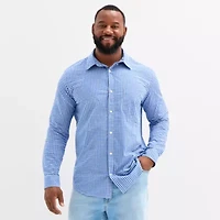 St. John's Bay Everyday Stretch Mens Long Sleeve Classic Fit Big and Tall Button-Down Shirt