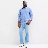 St. John's Bay Everyday Stretch Mens Long Sleeve Classic Fit Big and Tall Button-Down Shirt