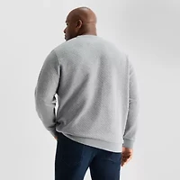 Shaquille O'Neal XLG™ Textured Fleece Mens Crew Neck Long Sleeve Big and Tall Sweatshirt