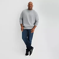 Shaquille O'Neal XLG™ Textured Fleece Mens Crew Neck Long Sleeve Big and Tall Sweatshirt