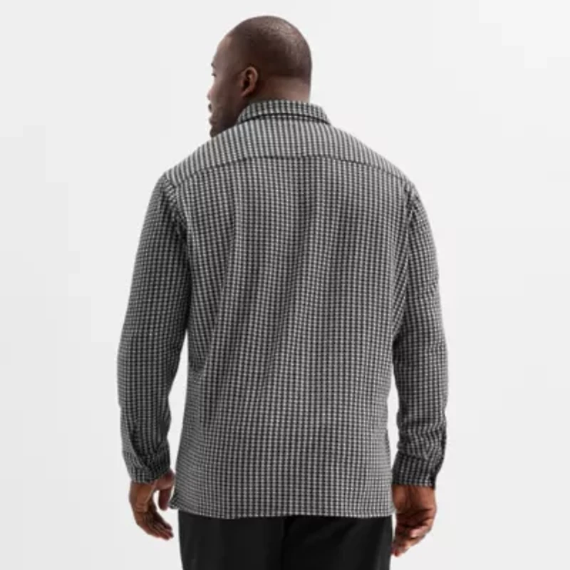 Shaquille O'Neal XLG™ Knit Mens Long Sleeve Regular Fit Big and Tall Button-Down Shirt