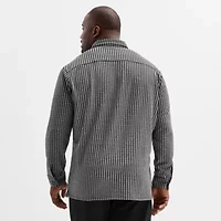 Shaquille O'Neal XLG™ Knit Mens Long Sleeve Regular Fit Big and Tall Button-Down Shirt