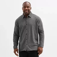 Shaquille O'Neal XLG™ Knit Mens Long Sleeve Regular Fit Big and Tall Button-Down Shirt