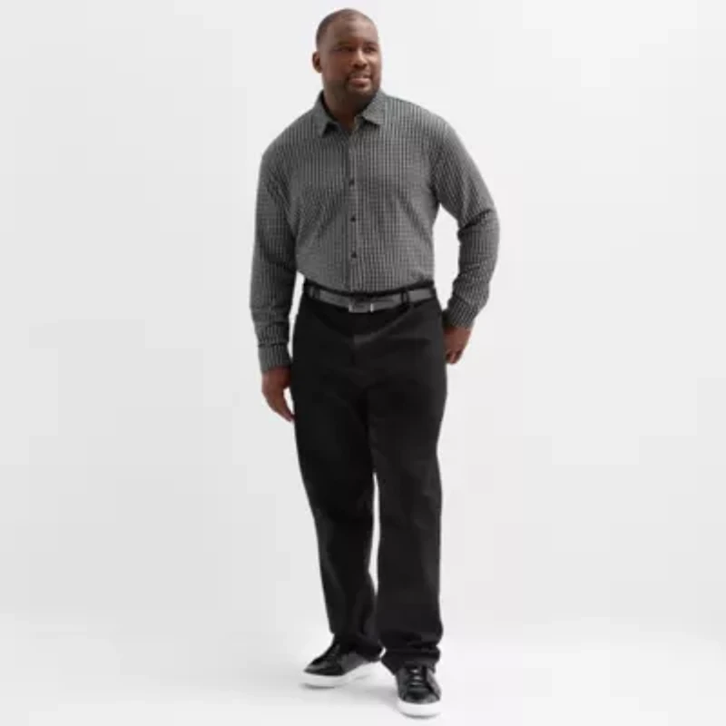 Shaquille O'Neal XLG™ Knit Mens Long Sleeve Regular Fit Big and Tall Button-Down Shirt