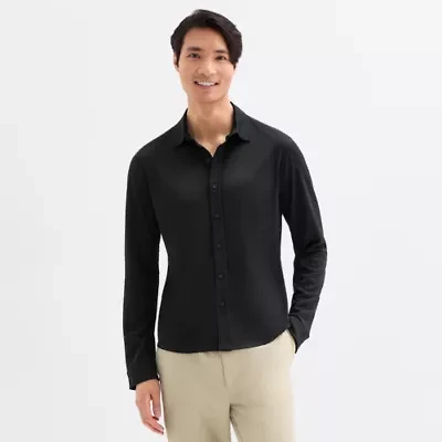 Stylus Mens Long Sleeve Knit Button-Down Shirt