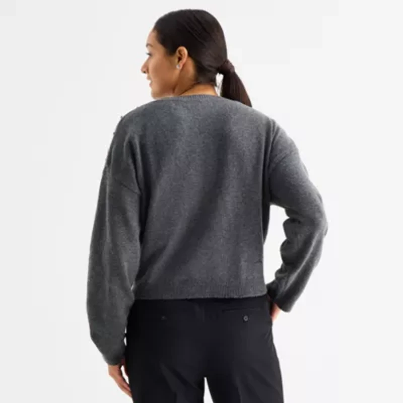 by&by Juniors Womens Crew Neck Long Sleeve Pullover Sweater