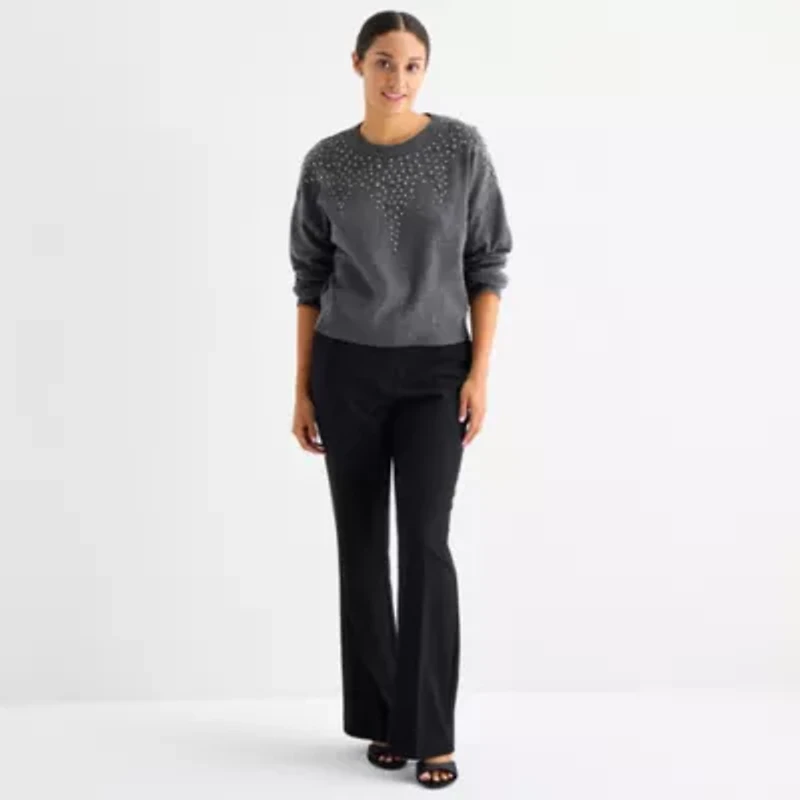 by&by Juniors Womens Crew Neck Long Sleeve Pullover Sweater