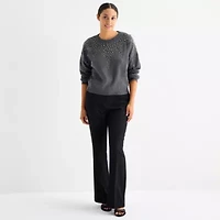 by&by Juniors Womens Crew Neck Long Sleeve Pullover Sweater