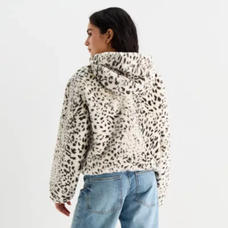 Arizona Womens Faux Fur Midweight Juniors Coat