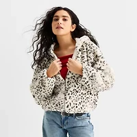 Arizona Womens Juniors Faux Fur Midweight Coat