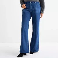 Forever 21 Juniors Womens Mid Rise Wide Leg Jean
