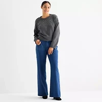 Forever 21 Juniors Womens Mid Rise Wide Leg Jean