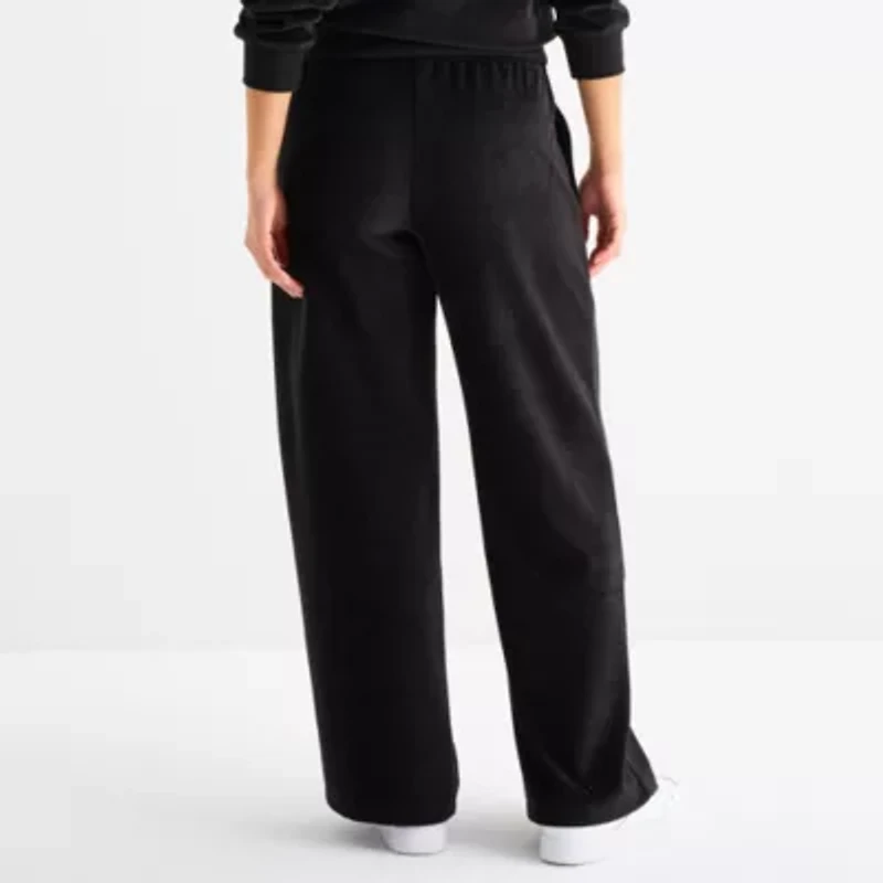Reebok Womens High Rise Velour Wide Leg Sweatpant
