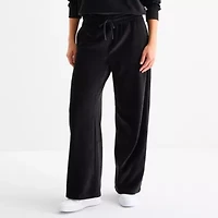 Reebok Womens High Rise Velour Wide Leg Sweatpant
