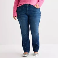 St. John's Bay Womens Plus Mid Rise Straight Leg Jean