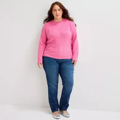 St. John's Bay Womens Plus Mid Rise Straight Leg Jean
