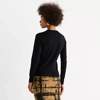 Worthington Womens Crew Neck Long Sleeve Pullover Sweater