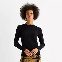 Worthington Womens Crew Neck Long Sleeve Pullover Sweater